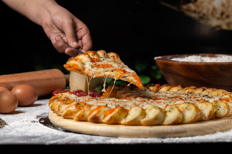 Four cheese pizza from pizzaluce restaurant