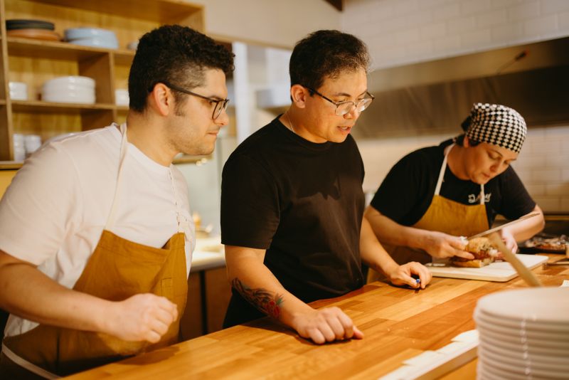 Restaurant team members collaborating